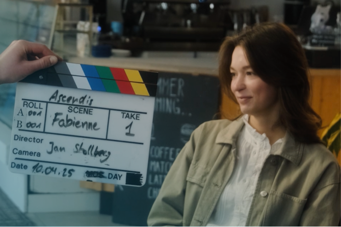 Fabienne beim Videodreh